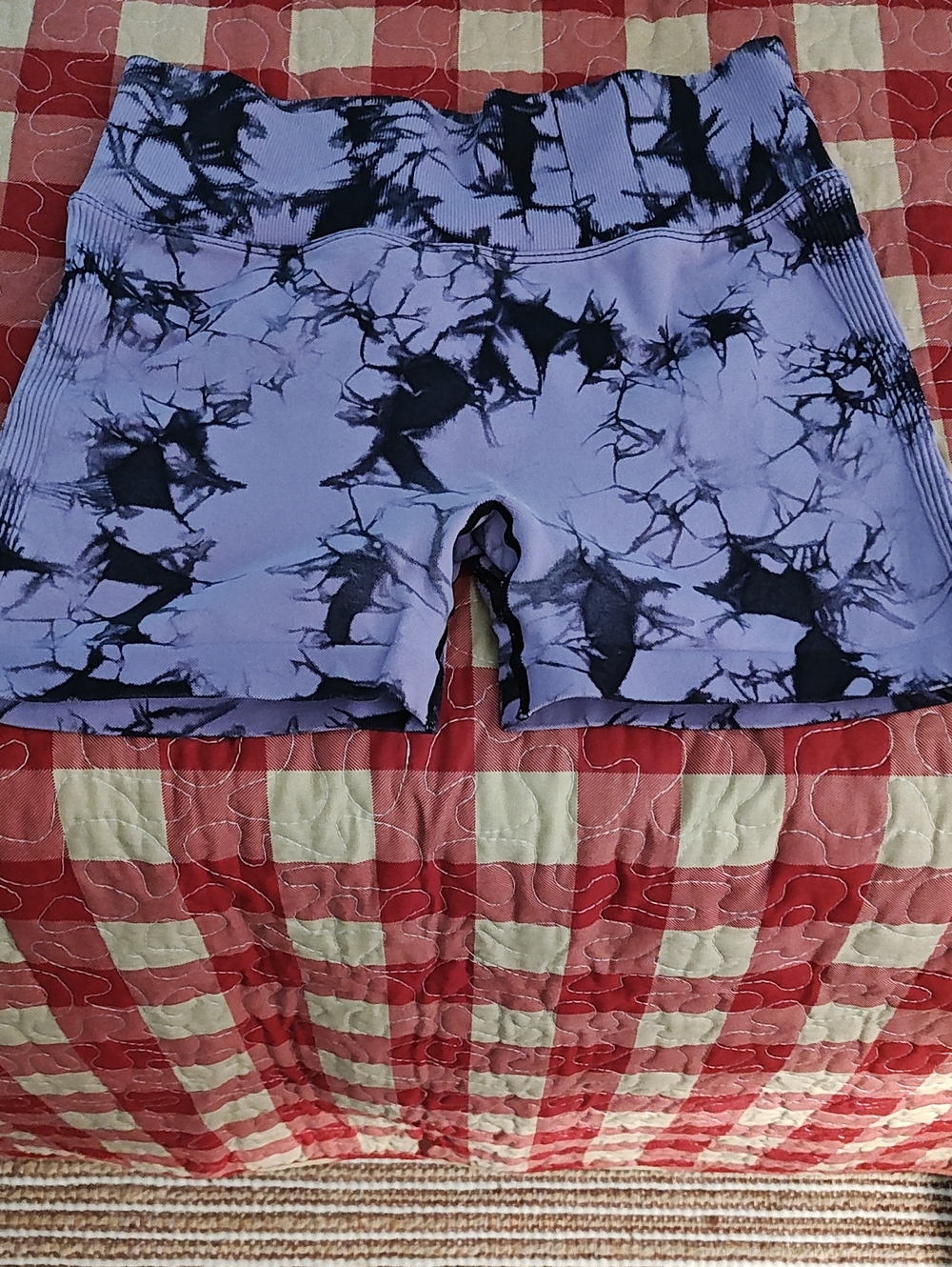 Source Unknown Lavender and Black Tie-Dye Bike Shorts